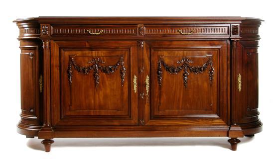 Appraisal: French Mahogany Sideboard having a shaped top above two drawers