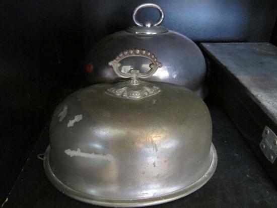 Appraisal: WALKER AND HALL SILVER PLATE MEAT COVER AND PEWTER MEAT