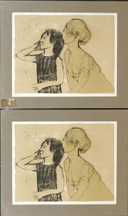 Appraisal: th C School Mother and Child Two prints signed A