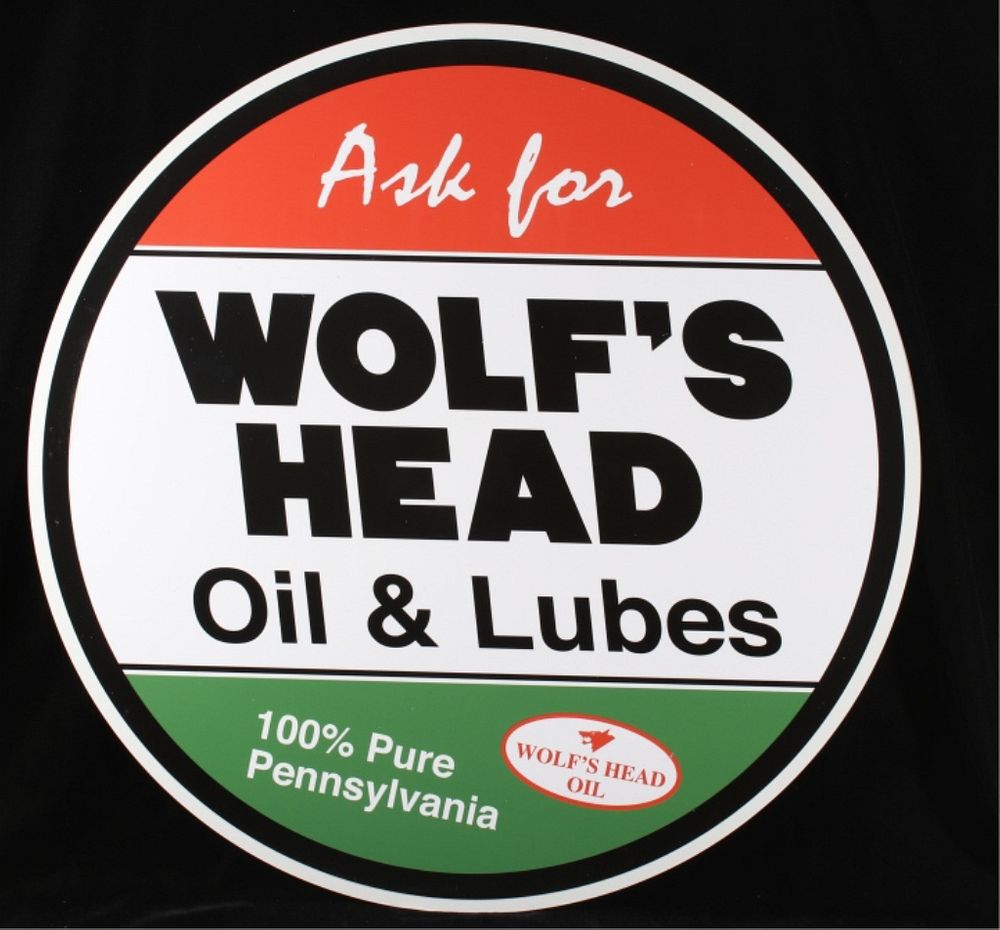 Appraisal: Wolf's Head Oil Reproduction Advertising Sign Offered in this lot