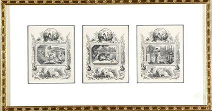 Appraisal: English School th C Three Narrative Scenes Engravings matted and