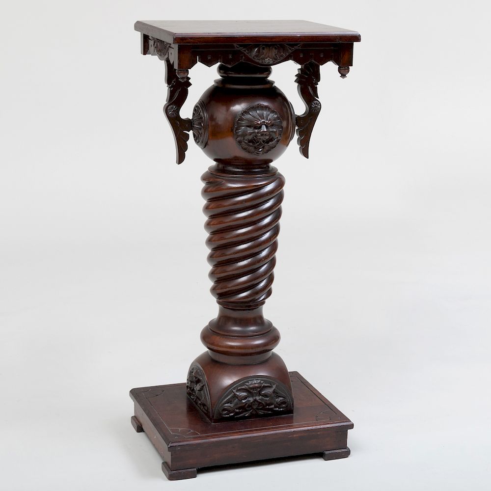 Appraisal: Victorian Carved Mahogany Pedestal x x in Condition Minor scuffing