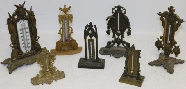 Appraisal: LOT OF SEVEN LATE TH CENTURY ORNATE FOOTEDTHERMOMETERS TO INCLUDE