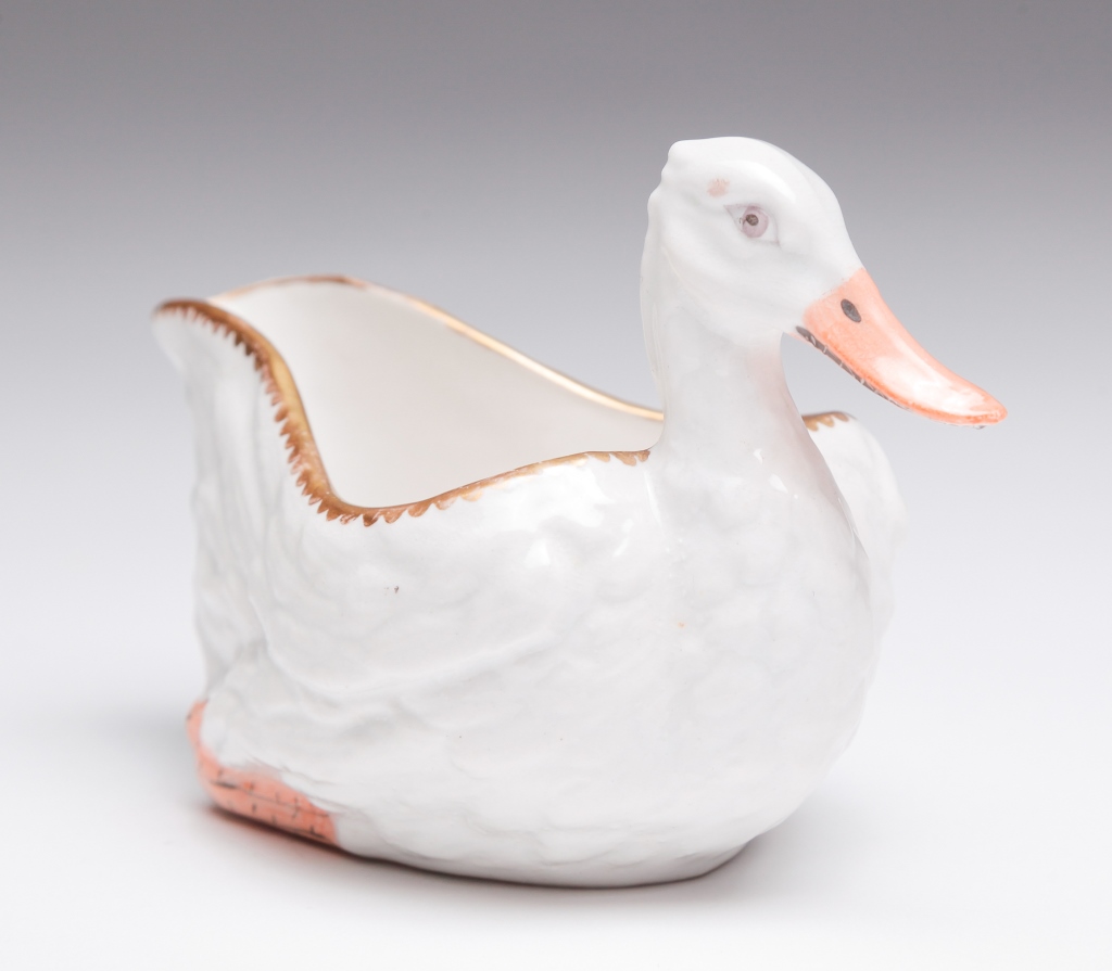 Appraisal: ENGLISH DERBY DUCK SAUCE BOAT Eighteenth century Very scarce ceramic