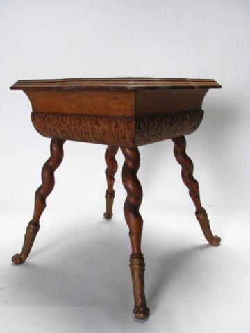 Appraisal: Antique Oak Plant Stand with rope twist legs and cast