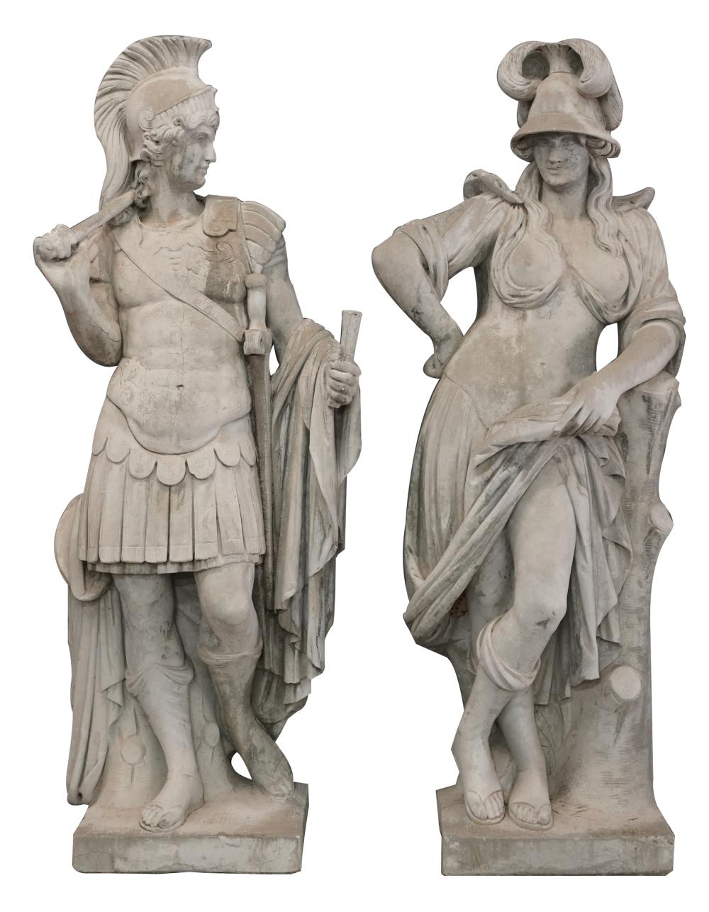 Appraisal: PAIR OF ROMAN STYLE GARDEN FIGURESeach cast cement one male