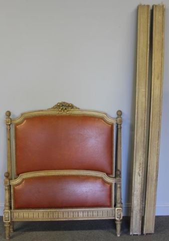 Appraisal: Louis XVI Style Single Bed with UpholsteredHeadboard From a Rye