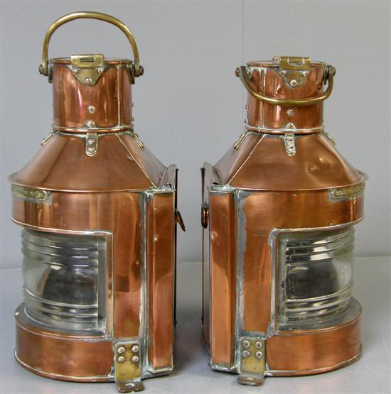 Appraisal: Pair of copper and brass ships lanterns by Alderson Gyde