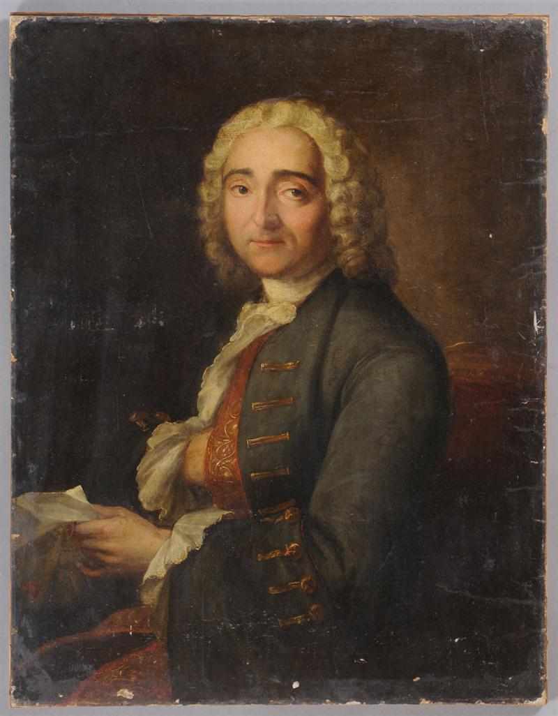 Appraisal: EUROPEAN SCHOOL PORTRAIT OF A GENTLEMAN IN AN EMBROIDERED RED