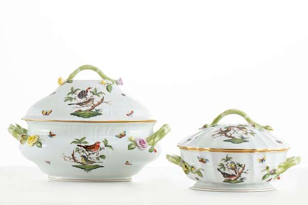 Appraisal: A Herend Rothschild Bird tureen vegetable dish A Herend porcelain