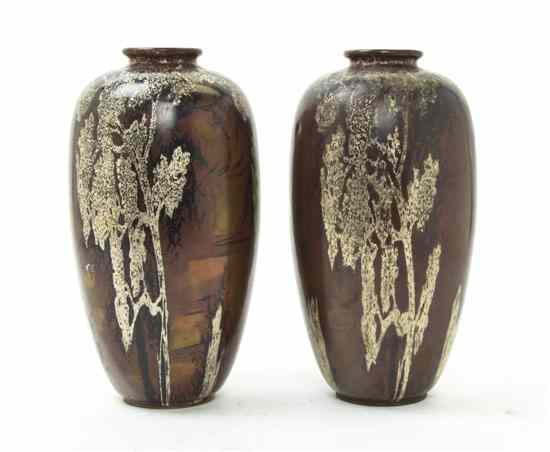 Appraisal: A Pair of German Copper Vases WMF each of ovoid