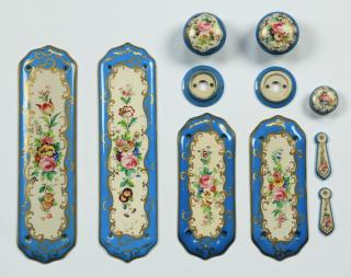 Appraisal: Group of eleven pieces of porcelain door hardware in the