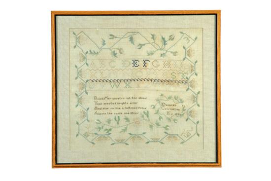 Appraisal: SAMPLER Deborah Covington Kentucky silk on linen Arcaded floral borders