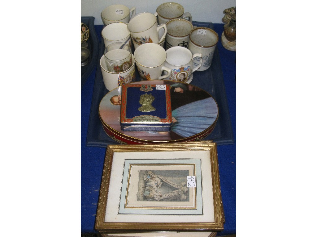 Appraisal: Lot comprising a tray of assorted commemorative coronation cups beakers