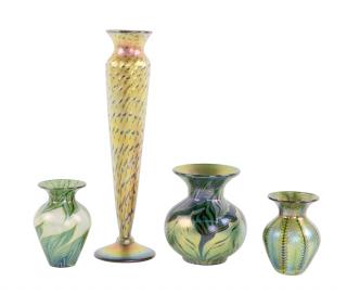 Appraisal: A GROUP OF FOUR LUNDBERG STUDIOS GLASS VASES A GROUP