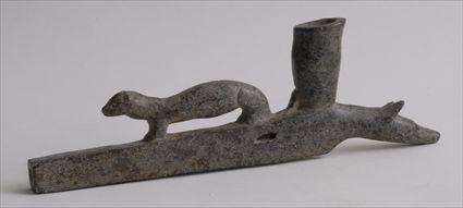 Appraisal: STEATITE FIGURAL CHEROKEE PIPE x in