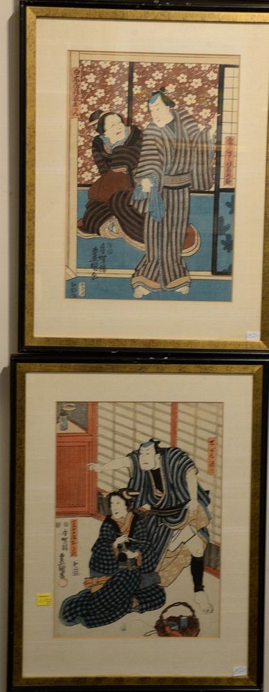 Appraisal: Set of four Japanese woodblock prints each depicting figures in