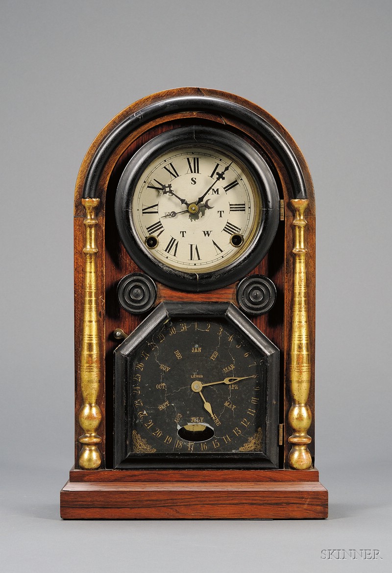 Appraisal: Painted Tin Mantel Clock by Samuel Down New York c