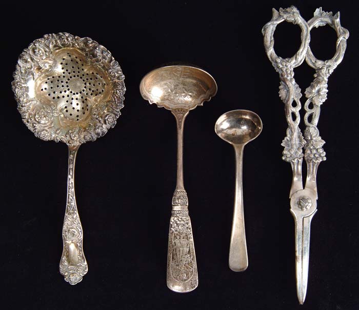 Appraisal: MISCELLANEOUS LOT OF SILVER FLATWARE Lot includes - grape shears