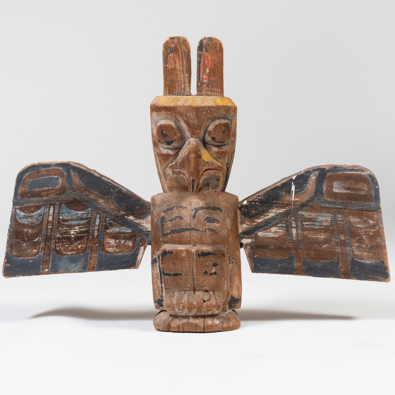 Appraisal: Pacific Northwest Painted Wood Thunderbird Totem x x in Condition