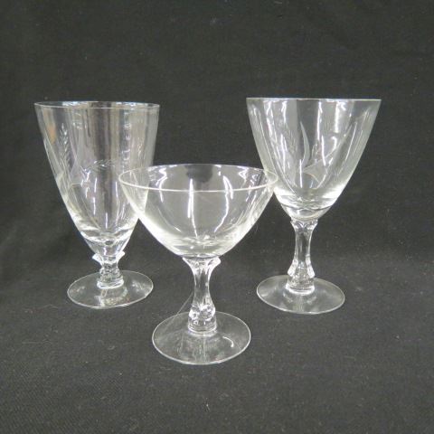 Appraisal: pcs Cut Crystal Stemware wheat design sizes of each excellent