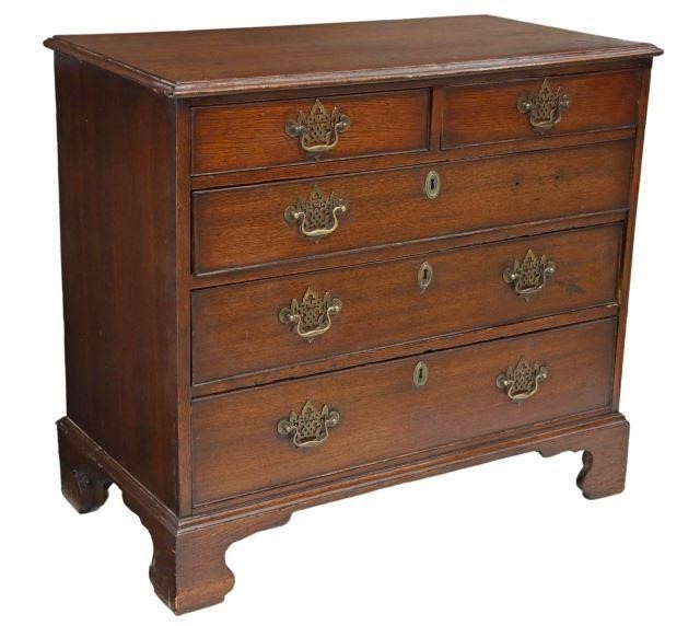 Appraisal: English Georgian style oak chest of drawers late th c