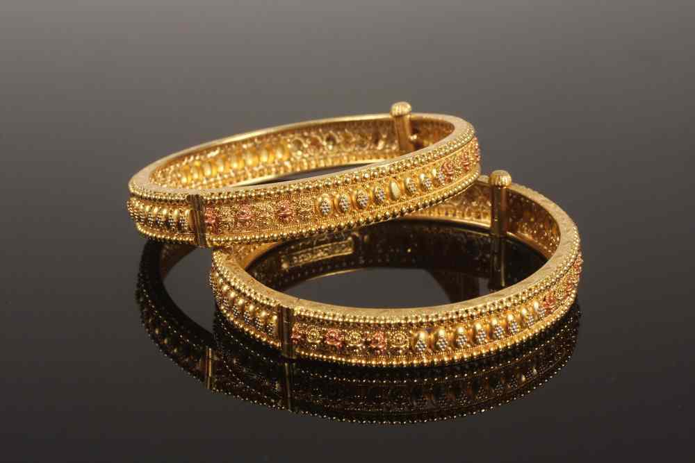 Appraisal: BRACELETS - Pair of Handmade K Yellow Gold Hinged Bracelets