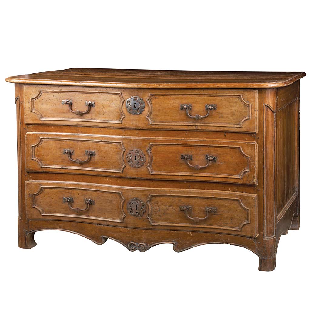 Appraisal: Provincial Louis XV Cherry Commode Mid th century The rectangular