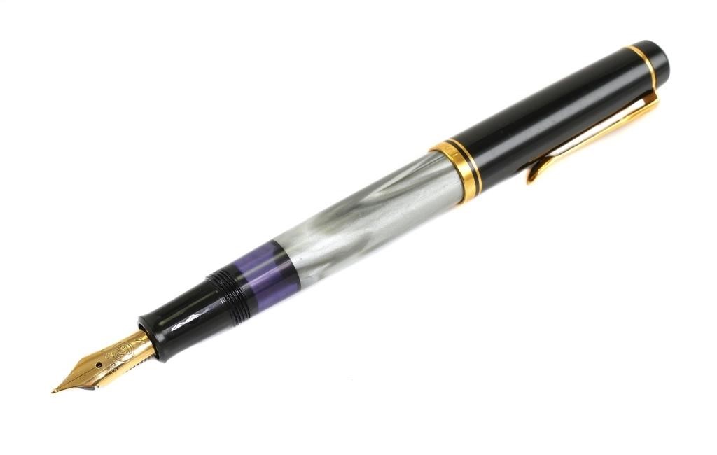 Appraisal: PELIKAN M gray marbled gold trim piston fill medium nib