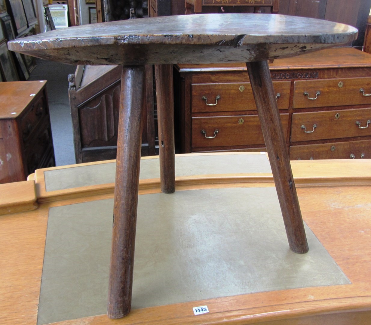 Appraisal: A George III burr elm oval slab table on three