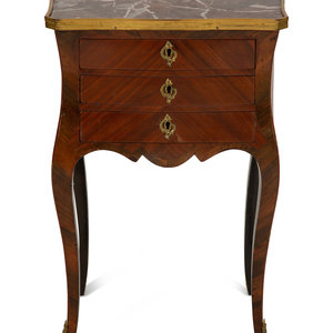 Appraisal: A Louis XV Style Marble Top Gilt Metal Mounted Side