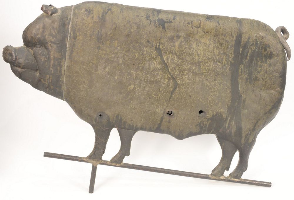 Appraisal: Pig Copper Full Body Weathervane with turned face three bullet