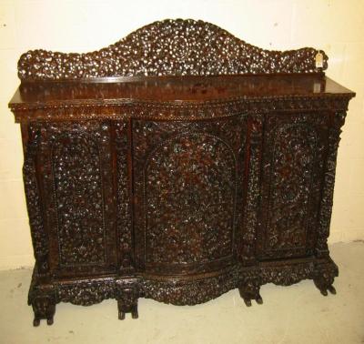 Appraisal: AN INDIAN CARVED HARDWOOD SIDE CABINET similar to the previous