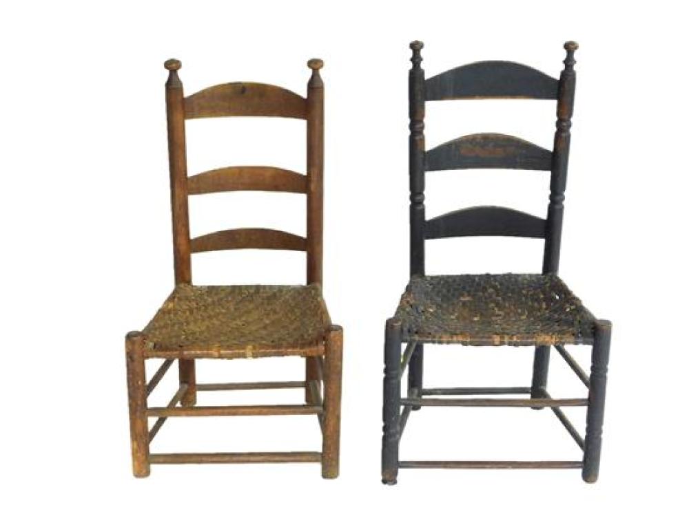 Appraisal: Two early ladder back chairs the first th th C