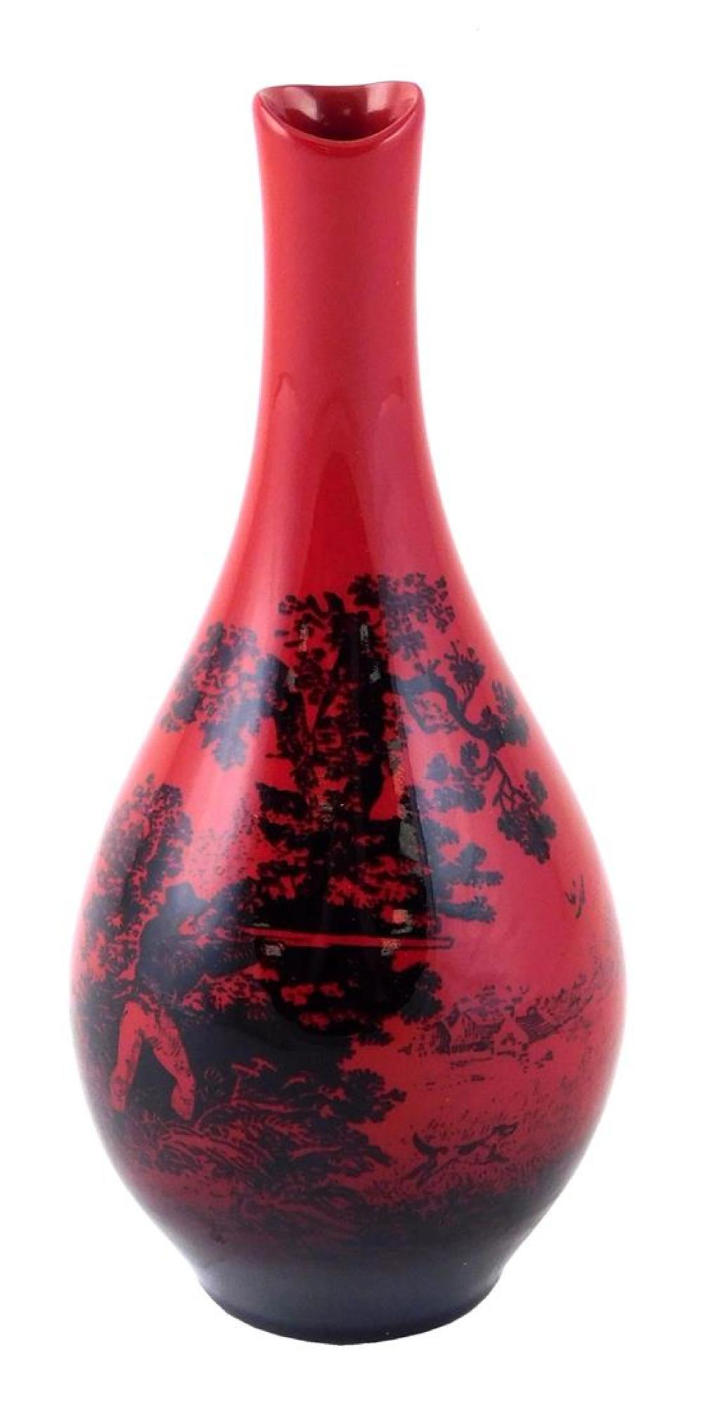 Appraisal: Royal Doulton pottery vase red flambe with hunter in landscape