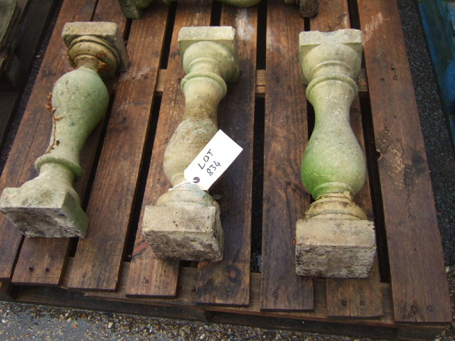 Appraisal: Five reconstituted stone baluster columns with square end capitals each