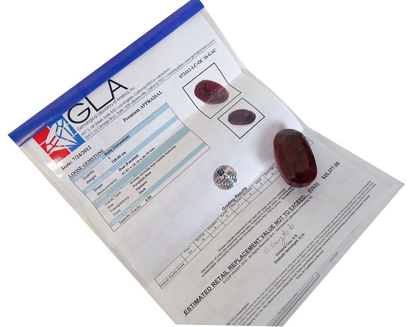 Appraisal: GLA Certified Oval Shape Ruby cts GLA Certified Oval Shape