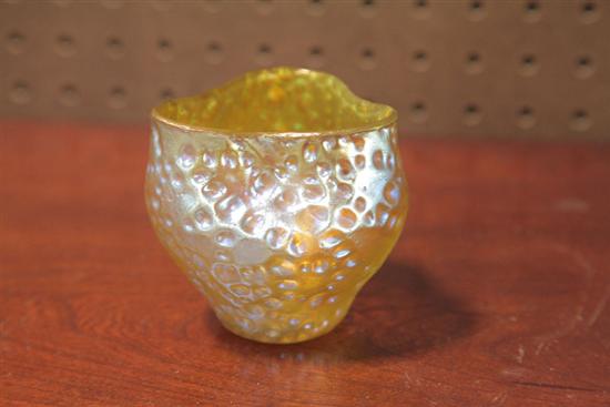 Appraisal: LOETZ ART GLASS BOWL Gold iridescent and pinched vase in