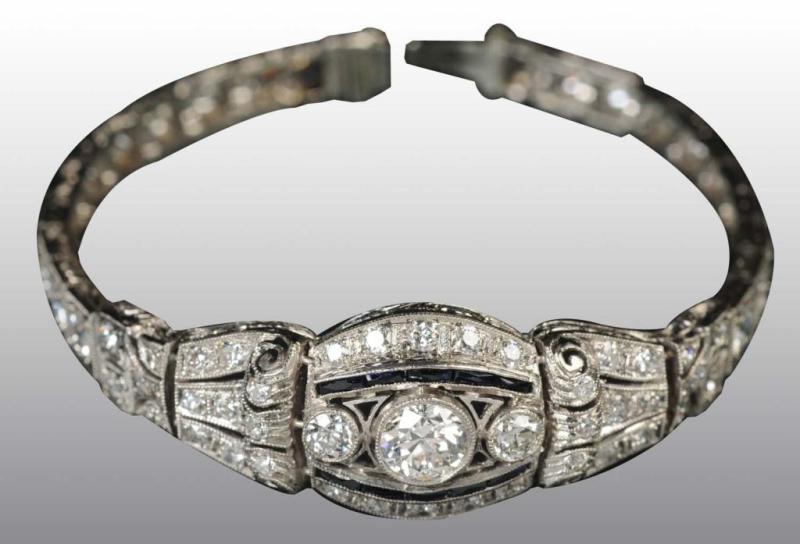 Appraisal: Antique Jewelry Platinum Bracelet Description The center diamond is carats