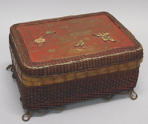 Appraisal: Footed basket form top with incised decoration with applied figures