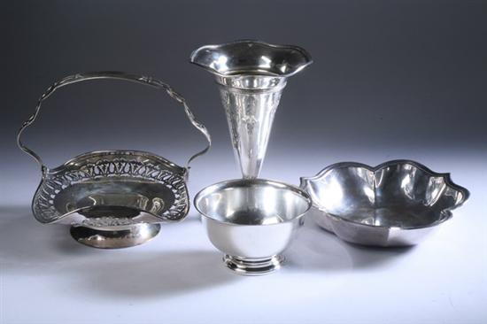 Appraisal: FOUR PIECES AMERICAN STERLING SILVER AND SILVER PLATED HOLLOWWARE Including