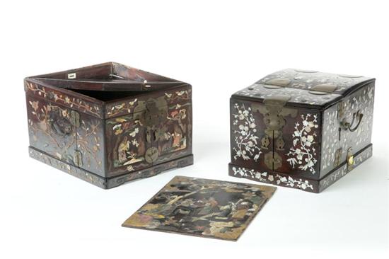 Appraisal: TWO TRAVELING DRESSING BOXES Asian st half- th century probably