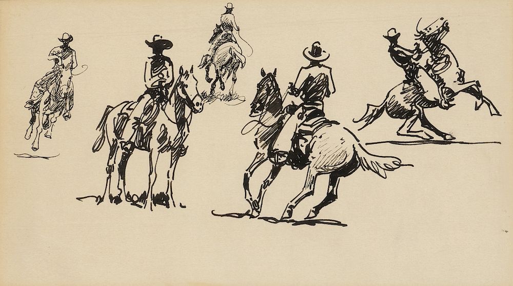 Appraisal: Edward Borein Study of Five Cowboys Study of Five Cowboys