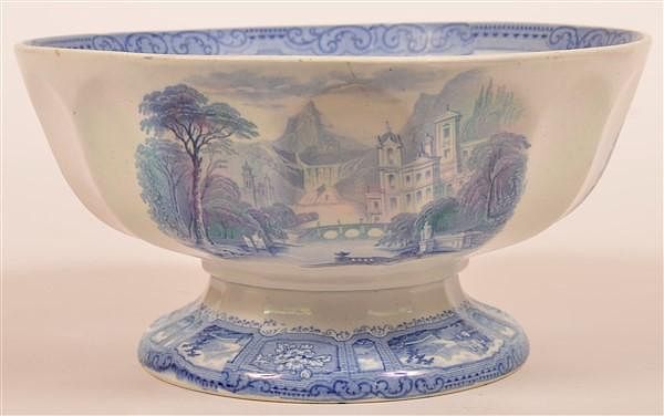 Appraisal: Ironstone Blue Trans Shannon Patt Compote Blue Transfer Ironstone China