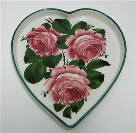 Appraisal: WEMYSS HEART TRAY CIRCA decorated with cabbage roses impressed mark