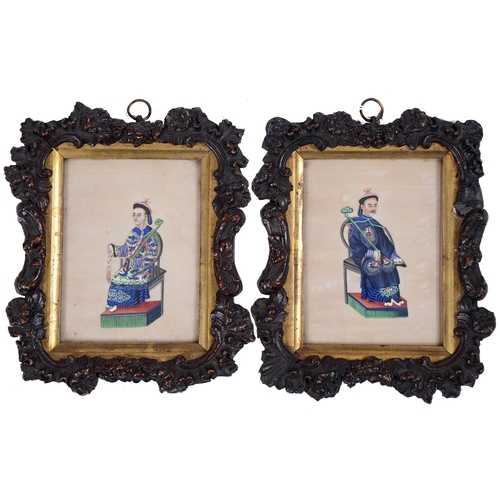 Appraisal: A pair of Chinese rice paper pictures of a seated