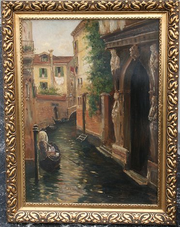 Appraisal: EARLY TH C VENETIAN CANAL SCENE OIL B '' x