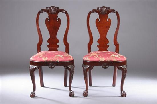 Appraisal: SET THREE GEORGE II-STYLE MAHOGANY DINING CHAIRS Late th century