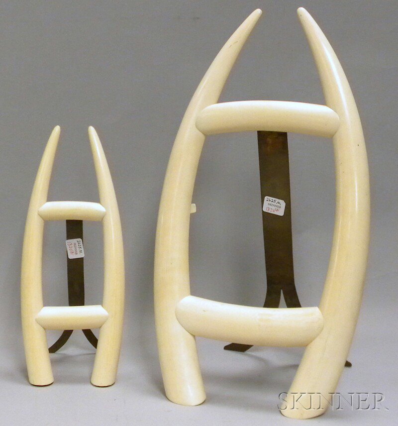 Appraisal: Two Ivory Split-tusk Table Frames ht wd and ht wd