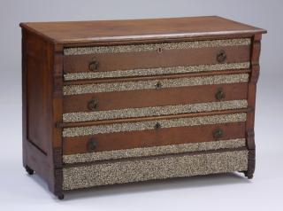 Appraisal: Shell decorated oak chest w Mid th century shell decorated